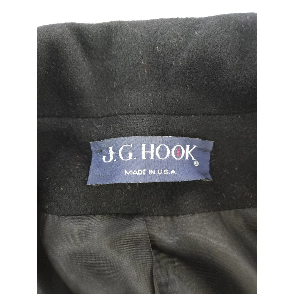 Vintage J.G. Hook Black Wool Jacket Med‎ Length Overcoat Winter USA Women's L/XL